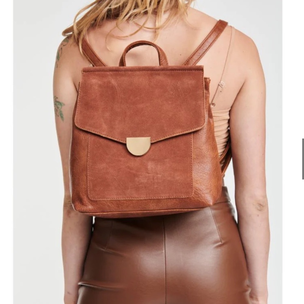 Moda Luxe NWT suede and vegan Leather Convertible Backpack in Brown/Rust